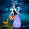 ACEPANO 70.80 In. H Halloween Inflatable Outdoor Ghost Decoration With Pumpkin For Garden, Lawn, Party & Festival-Purple