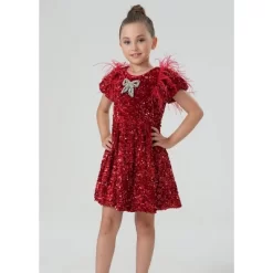 2Bunnies Girls' Christmas New Year Holiday Party Sequin Dress Feather Puff Sleeve 9 2Bunnies Girls' Christmas New Year Holiday Party Sequin Dress Feather Puff Sleeve -Festival Store GUEST 0163224e 6b95 4692 b1f8 9ee43a0df608