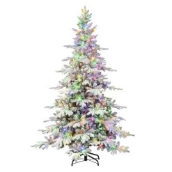 Puleo 7' Pre-Lit LED Flocked Full Utah Fir Artificial Christmas Tree Color Select Lights -Festival Store GUEST 01c09f7b b740 4d43 9b93 c62b7c6cf54e
