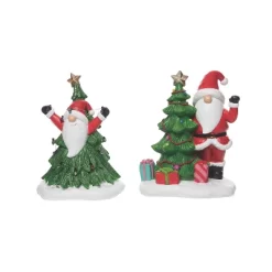 Transpac Resin Gnome Tree Figurine Set Of 2 Christmas Home Decorations Decorative Objects For Holiday Cheer