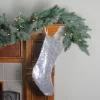 Northlight 17.5" White And Silver Sequins Hanging Christmas Stocking