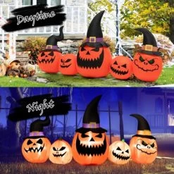 Tangkula Long Inflatable Pumpkin Family Waterproof Halloween Yard Decoration With Built-in LED Lights Indoor & Outdoor Halloween Decor -Festival Store GUEST 058b6a87 ab9e 4cbb a387 cf2ee66fd7b6