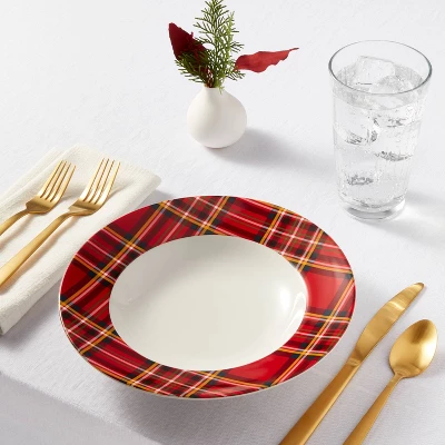 16oz 4pk Porcelain Plaid Dinner Bowls - Threshold™ 1 16oz 4pk Porcelain Plaid Dinner Bowls - Threshold™