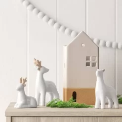 3ct Christmas Ceramic Deer Decor Set White- Wondershop™