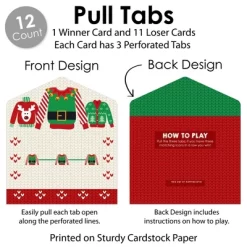 Big Dot Of Happiness Ugly Sweater - Holiday And Christmas Party Game Pickle Cards - Pull Tabs 3-in-a-Row - Set Of 12 -Festival Store GUEST 0aa2d5a4 65ad 438c 84a4 27235375cf8d
