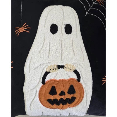Halloween Ghost With Pumpkin Bucket Throw Pillow 5 Halloween Ghost With Pumpkin Bucket Throw Pillow - Image 5