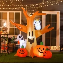 Syemin Decorative Holiday Scene Props Halloween Inflatables Outdoor Decorations Haunted Tree With Owl, Ghost, Pumpkins, Brown, 72"*42"*96" -Festival Store GUEST 0b992870 cf81 4c18 bfc6 0909ba135633