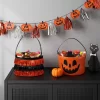 7.5" Sequin Pumpkin Trick Or Treat Fabric Basket Orange/Black - Hyde And EEK! Boutique™