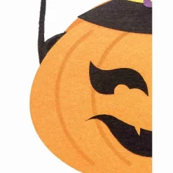 Gallerie II Smiling Pumpkin Jack O' Lantern W/ Witch Hat Felt Halloween Treat-Or-Trick Costume Candy Basket Tote Bucket