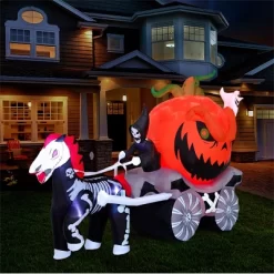 Joyfy 8 FT Long Halloween Inflatable Outdoor Decoration, Inflatable Pumpkin Carriage With Build-in LEDs For Halloween Outdoor Yard Graden Lawn Decor -Festival Store GUEST 0fcc93bd aeb8 4bf5 88ed db3458bfd716