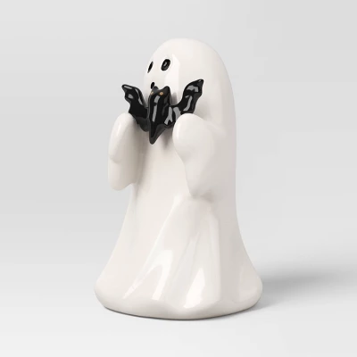 4.5" Ceramic Ghost With Bat Halloween Figurine - Hyde And EEK! Boutique™ 2 4.5" Ceramic Ghost With Bat Halloween Figurine - Hyde And EEK! Boutique™ - Image 2