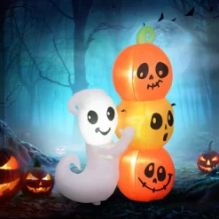 5ft Inflatable Halloween Decoration Ghost And Pumpkin, Blow Up Outdoor LED Yard Display, Waterproof -Festival Store GUEST 1201d1e4 b335 44cb 8674 15c381307b13
