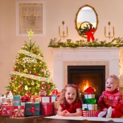 4.5/6/7.5/9/12FT Pre-Lit Artificial Christmas Tree With LEDs, PVC Branch Tips & Metal Stand - Easy Assembly Xmas Tree For Home Office Decor -Festival Store GUEST 12c7ccb2 3754 4a87 84bc 95146032a85c