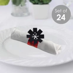Big Dot Of Happiness Jolly Santa Claus - Christmas Party Paper Napkin Holder - Napkin Rings - Set Of 24
