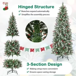 Costway 6 FT Pre-Lit Artificial Christmas Tree With 618 Snowy Branch Tips 280 LED Lights -Festival Store GUEST 1430aac4 9aeb 4937 ad26 53767d2c0d84