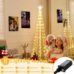 Ollny 170 LED Warm White Christmas Tree Lights For Light Show (8 Modes, IP65 Waterproof, Clear Wire, Plug In)