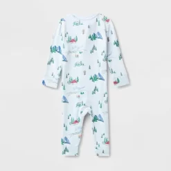 Baby "Tis The Ski-son!" Cozy Knit Holiday Matching Family Pajama Union Suit - Wondershop™ Blue