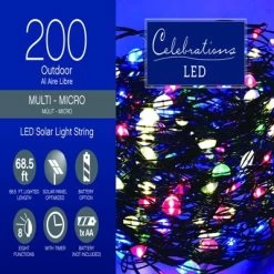 Celebrations LED Micro Multicolored 200 Ct String Christmas Light Bulbs 16.24 Ft.