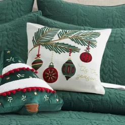 O Christmas Tree Green Tis The Seasson Embroidered Pillow 18x18 - Levtex Home