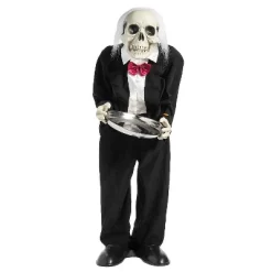 ATC 3 Ft. Standing Black & White Skeleton Butler Halloween Decoration