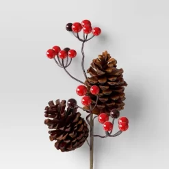 4pc Christmas Pick Set 2 Iced Pinecone 2 Red Berry With Pinecones - Wondershop™ -Festival Store GUEST 1a06ac68 dd01 4157 8dfe 69ce307fe686