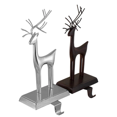 Northlight Set Of 2 Oil Rubbed Bronze And Silver Reindeer Christmas Stocking Holders 5 Northlight Set Of 2 Oil Rubbed Bronze And Silver Reindeer Christmas Stocking Holders - Image 5