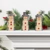 Transpac Small Resin Snowy Wooden Snowman Set Of 3 Christmas Home Decorations For Festive Decor