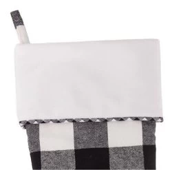 20in HangRight Buffalo Check Christmas Stocking Black/White - Haute Décor: Adjustable Loop, Polyester