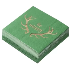 Juvale 50-Pack Green Be Merry In Gold Foil Disposable Paper Cocktail Napkins For Christmas Party Supplies -Festival Store GUEST 1c2d6ed7 679b 402f a46f 6f438531130a