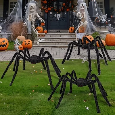 Joyfy 3pcs Halloween 63'' Hairy Huge Realistic Spiders, Indoor Outdoor And Yard Creepy Decor,Halloween Party Garden Haunted House Decorations 8 Joyfy 3pcs Halloween 63'' Hairy Huge Realistic Spiders, Indoor Outdoor And Yard Creepy Decor,Halloween Party Garden Haunted House Decorations - Image 8