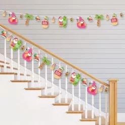 Big Dot Of Happiness Tropical Christmas - Beach Santa Holiday Party DIY Decorations - Clothespin Garland Banner - 44 Pc