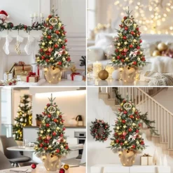 Homhougo 3FT 2-Pack Tabletop Flocked Christmas Trees With Cloth Bag Base, Small Decor For Office Or Entry -Festival Store GUEST 240ccf61 1118 4b6b a335 902761f8a1ec