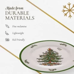 Spode Christmas Tree Melamine Salad Plate (Set Of 4) - 8 Inch Shatterproof Serving Plate - Festive Tableware, Dishwasher Safe Dinnerware -Festival Store GUEST 24381957 d583 4c13 92de 476aa41b5aef