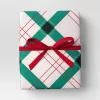30” 25 Sq Ft Christmas Roll Wrap Green/White/Red Plaid - Wondershop™