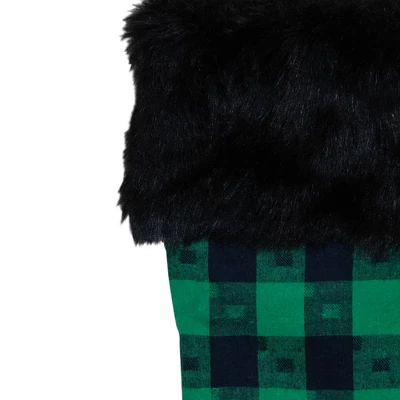 Northlight 20" Green And Black Plaid Christmas Stocking 2 Northlight 20" Green And Black Plaid Christmas Stocking - Image 2