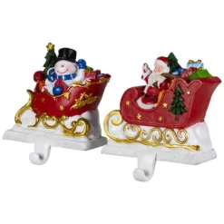 Northlight Santa And Snowman Sleigh Ride Christmas Stocking Holders - 4.25" - Set Of 2 -Festival Store GUEST 2b159748 bf8c 413a 9c84 24871affa54d