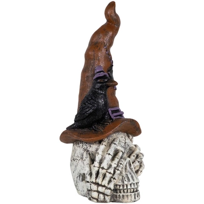 Northlight Skull In Witches Hat With Crow Halloween Decoration - 22.75" 4 Northlight Skull In Witches Hat With Crow Halloween Decoration - 22.75" - Image 4