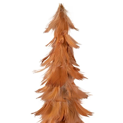 Northlight Small Layered Feather Cone Tree Glittered Christmas Decoration - 16" - Rust Orange 2 Northlight Small Layered Feather Cone Tree Glittered Christmas Decoration - 16" - Rust Orange - Image 2