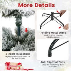 Costway 4.5 FT/6FT/7FT Pre-Lit Slim Christmas Tree Flocked Decoration With Pine Needles & Lights -Festival Store GUEST 2fb0e681 ddf7 41c2 a8fa dc432c98e105