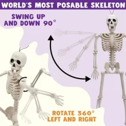 Joyfy 1/2 PCS 24" Posable Skeleton Halloween Decorative Props For Indoor/Outdoor Halloween Decorations, Graveyard Haunted House Spooky Scene Party -Festival Store GUEST 2fc2cef3 e5fe 44d8 93d8 6f30174554ed