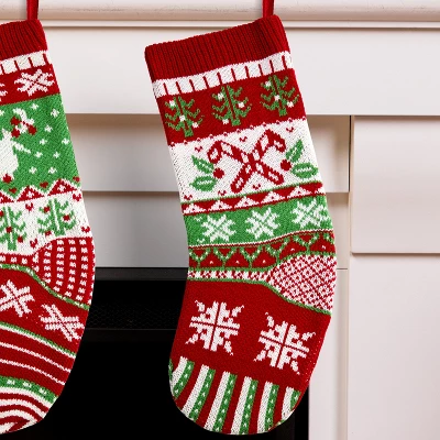 Joyfy 3 Pack Knit Christmas Stockings, Red & Green Large Rustic Cable Knit Xmas Stocking For Christmas Holiday Decoration 8 Joyfy 3 Pack Knit Christmas Stockings, Red & Green Large Rustic Cable Knit Xmas Stocking For Christmas Holiday Decoration - Image 8