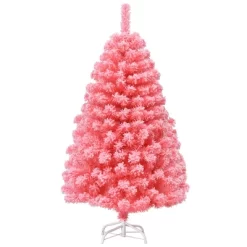 Costway 4.5/6.5/7.5 Ft Snow Flocked Hinged Artificial Christmas Tree W/ Metal Stand Pink -Festival Store GUEST 352008c3 41b8 4e1a 9be9 389ce8bafd28