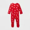 Baby Santa Print Ribbed Holiday Matching Family Footed Pajama - Wondershop™ Red