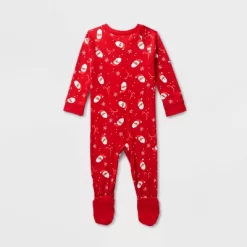 Baby Santa Print Ribbed Holiday Matching Family Footed Pajama - Wondershop™ Red