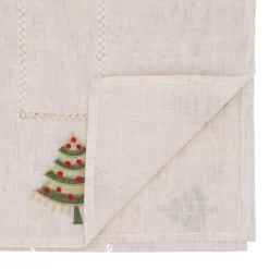 Saro Lifestyle Holiday Table Runner With Embroidered Christmas Tree Design