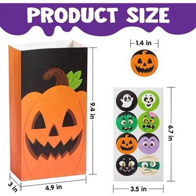 Joyfy Halloween Party Favors 72PCS Halloween Trick Or Treat Candy Bag Pastries Goodie Paper Bags With Stickers For Kids Exchange Supplies 6 Styles 4 Joyfy Halloween Party Favors 72PCS Halloween Trick Or Treat Candy Bag Pastries Goodie Paper Bags With Stickers For Kids Exchange Supplies 6 Styles - Image 4
