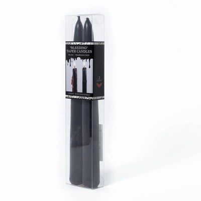 2pk 8" Bleeding Taper Candles Black - Bullseye's Playground™ 2 2pk 8" Bleeding Taper Candles Black - Bullseye's Playground™ - Image 2