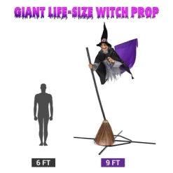 Yescom 9Ft Animatronics Flying Witch Hovering Broom Animated Halloween Outdoor Decoration Motion Activated AC 110-240V 2025 Party Outdoor Decor -Festival Store GUEST 38ec89a0 1b17 4b7b 854f 64477d735fe7