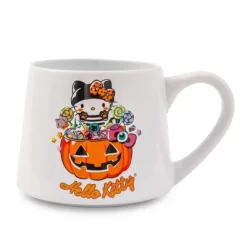 Silver Buffalo Sanrio Hello Kitty Pumpkin Candy Burglar Tapered Pottery Mug | Holds 14 Ounces