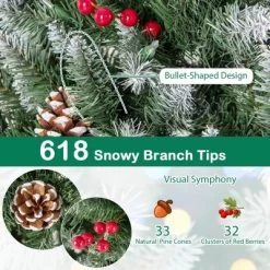 Costway 6 FT Pre-Lit Artificial Christmas Tree With 618 Snowy Branch Tips 280 LED Lights -Festival Store GUEST 3dc0d7cb 050e 4584 b963 f4212b848b4e